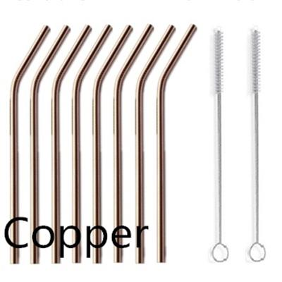 Metal Straw Reusable Drinking Straws Stainless Steel Bag Straw 8pcs Straws + 2pcs Brushs + 1pcs Bag Barware