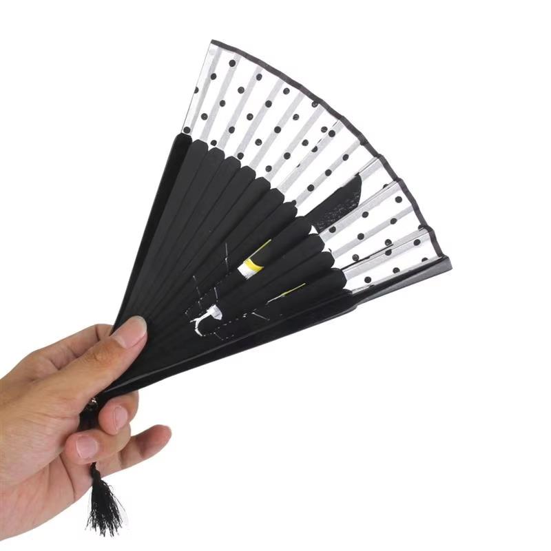 Wooden Bamboo Folding Fan Exquisite Cartoon Cat Pattern Summer Hand Fan for Home Patio Decor Graduation Souvenir Gift