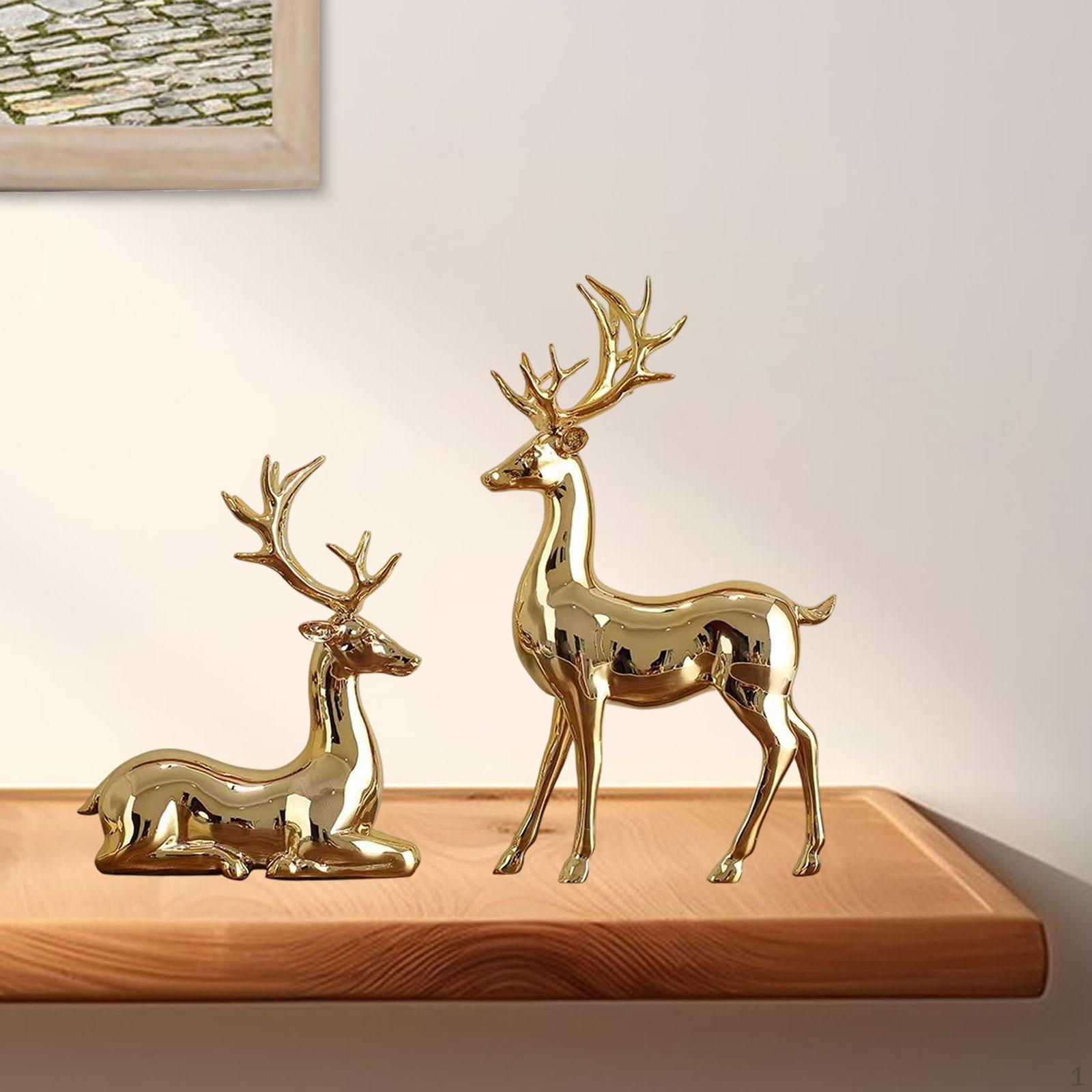 

1 Pair of Animal Figures, Sculptures, Decorative Crafts, Nordic Ornaments, Moose Statues for Living золотой
