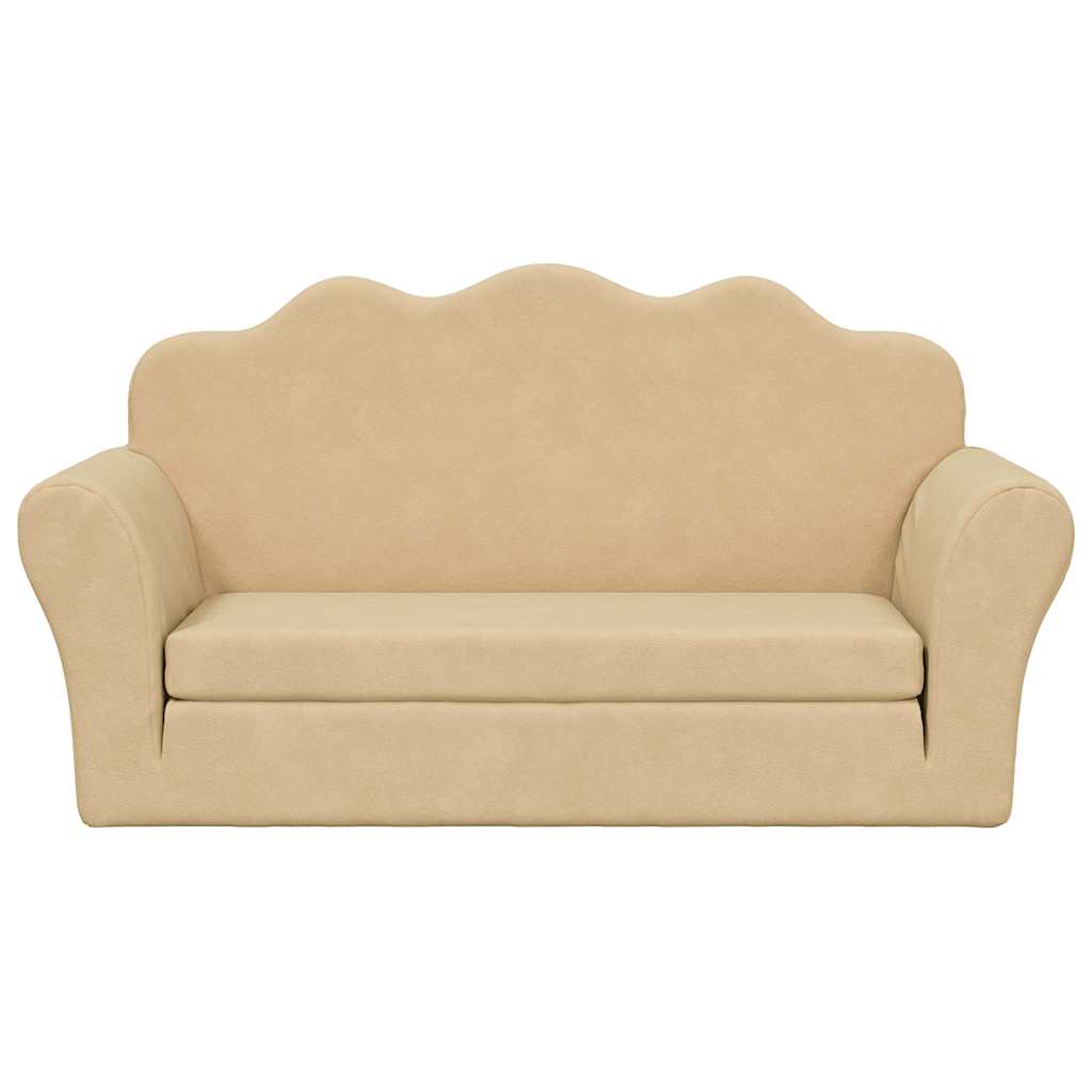 Kids Sleeper Sofa 2 Seater Cream Soft Plush
