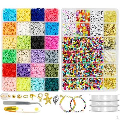 7,905 Pcs Clay Beads, Polymer Beads DIY Jewelry Marking Kit for Bracelets Necklace, Loose