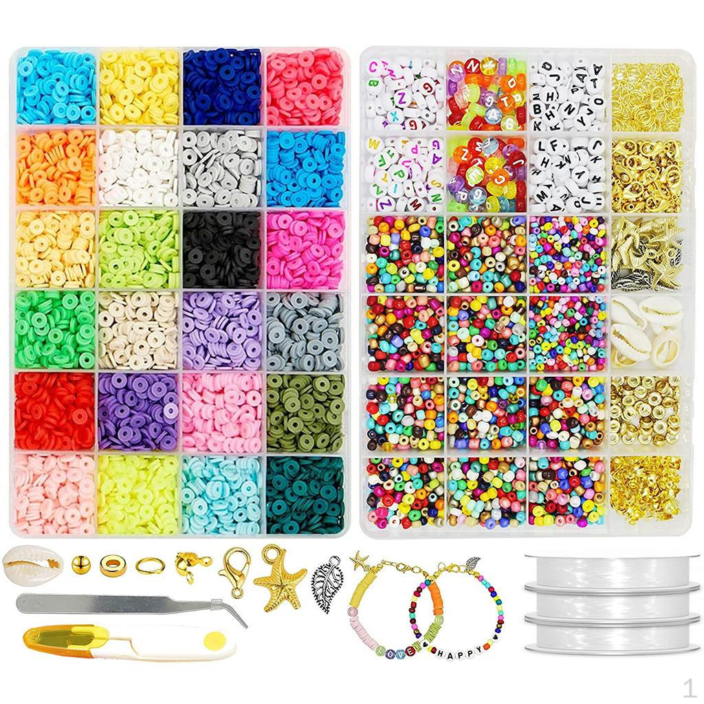 7,905 Pcs Clay beads, Polymer Beads DIY Jewelry Marking Kit for Bracelets Necklace, Loose
