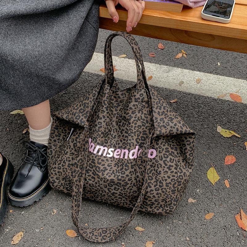 Korean-Style Large Capacity Women’s Leopard Print Tote and Crossbody Bag - 2025 Casual Shoulder Bag