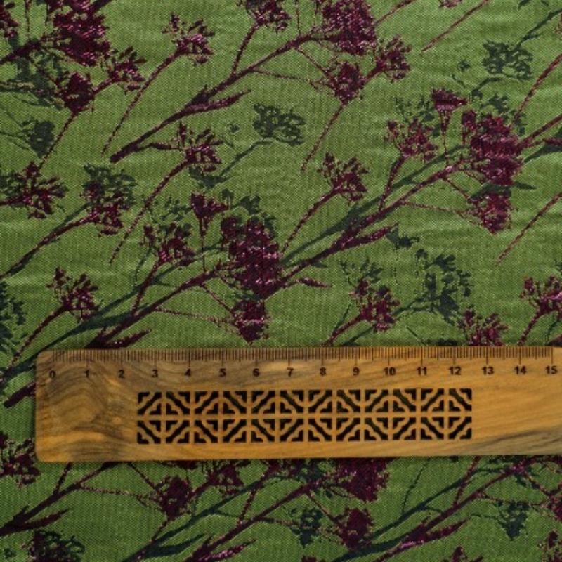 Bronze Gold Thread Green Jacquard Floral Fabric Spring Autumn Decorative Fabric for DIY Bags Dresses Skirts Coat