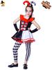 Flickors Rutiga Clown Halloweenkostym med Djävulshorn och Kjol