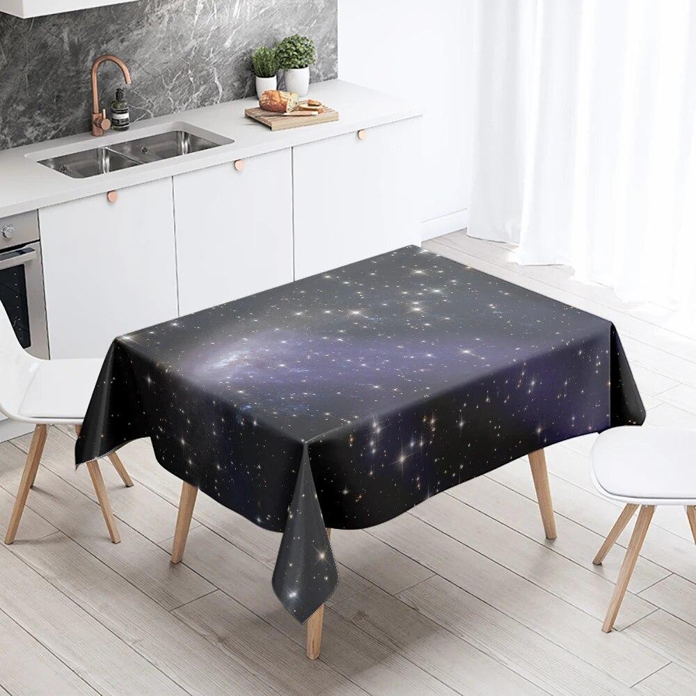 Starry Universe Tablecloth Camping Party  Anti-Stain Waterproof Rectangular Kitchen Dining Table Home Decor