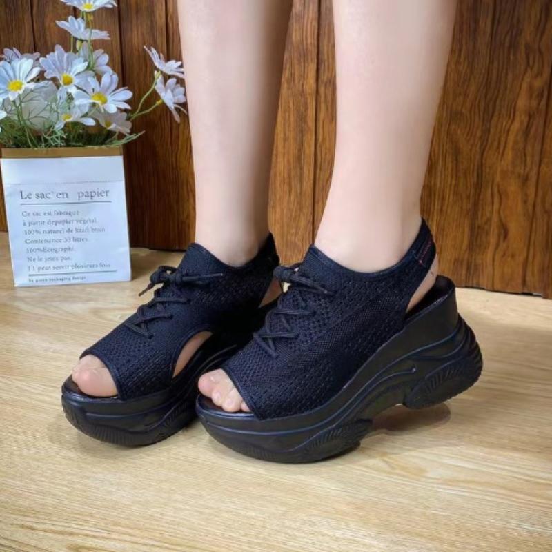 

2025 Лето Новинка Горячий Продавец Белые Женские Босоножки на Платформе Обувь с Открытым Носком Высокий Каблук Массивная Платформа Спортивные Сандалии Женские Кроссовки 35 чёрный