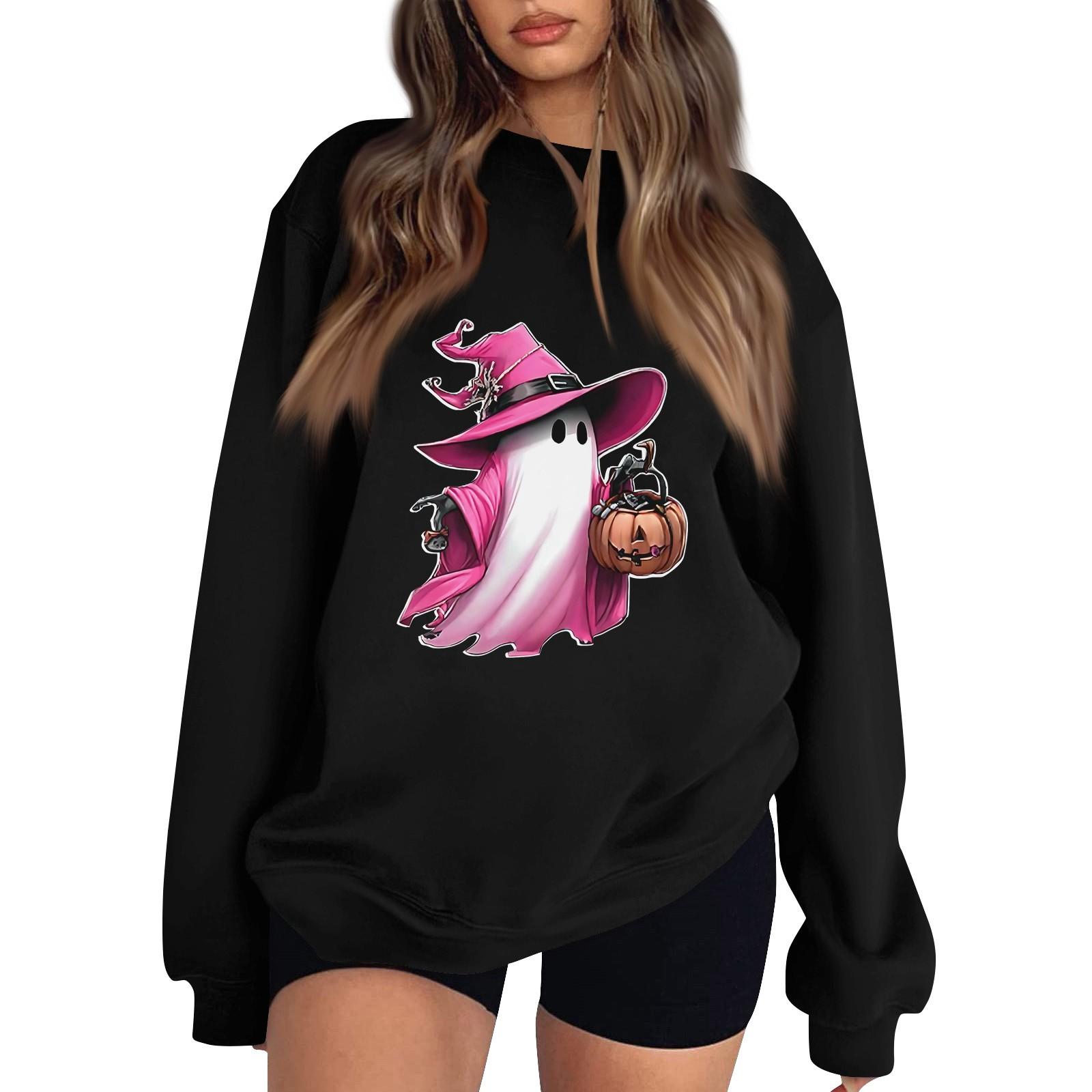 

Женский пуловер с заниженной линией плеча, спортивный свитшот с принтом на Хэллоуин XL