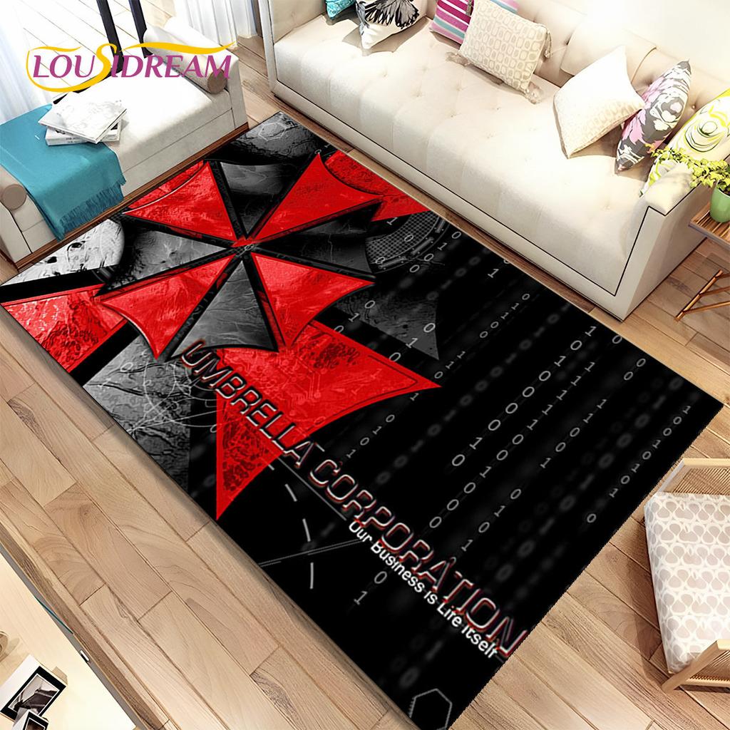 3D R-Resident Evil Games Gamer-Teppich, Teppich für Wohnzimmer, Schlafzimmer, Sofa, Fußmatte, Dekoration, rutschfeste Bodenmatte für Kinder