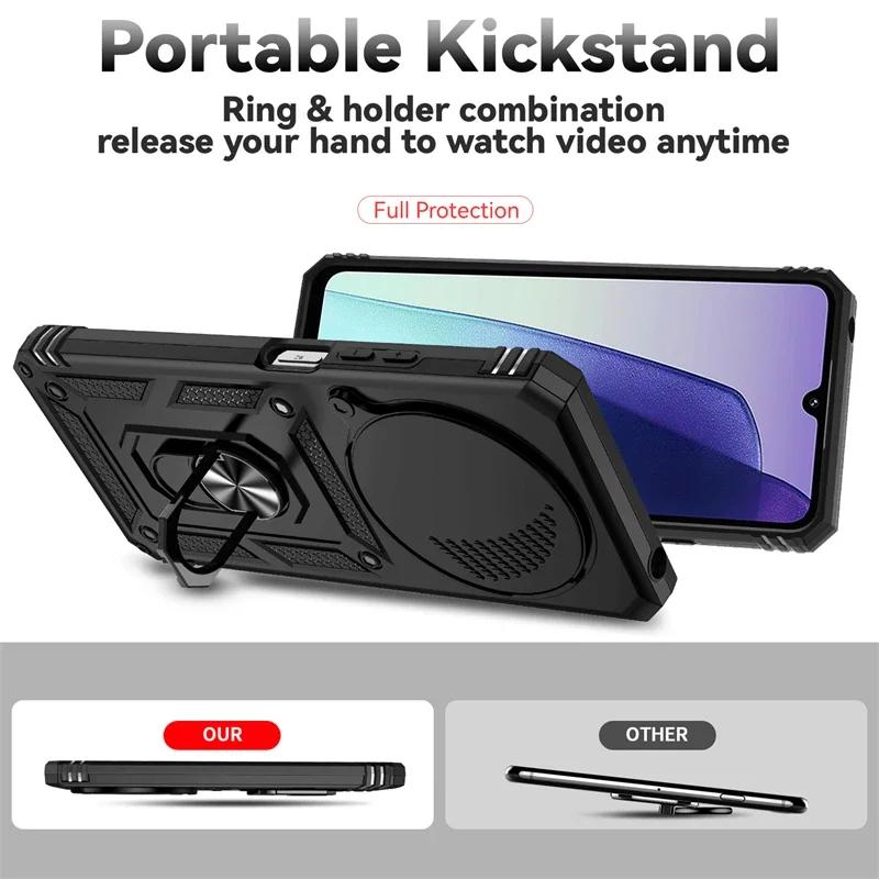 For Xiaomi Redmi 14C 4G Case Armor Shockproof Slide Lens Cover For Redmi14C Magnet Car Holder Ring Case For Redmi 14C Funda