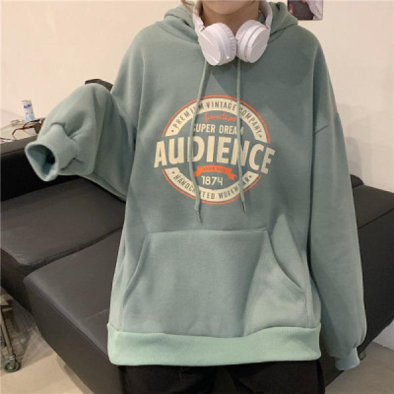Padded and Thickened Loose Hooded Sweater Women's Autumn and Winter Jacket Ancient Long-sleeved Bottoming Shirt Tops