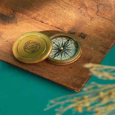 Solid Brass Compass with Leather Box Best for Gifting For Dad Graduation Gift-for Him-Best Gift for Travellers