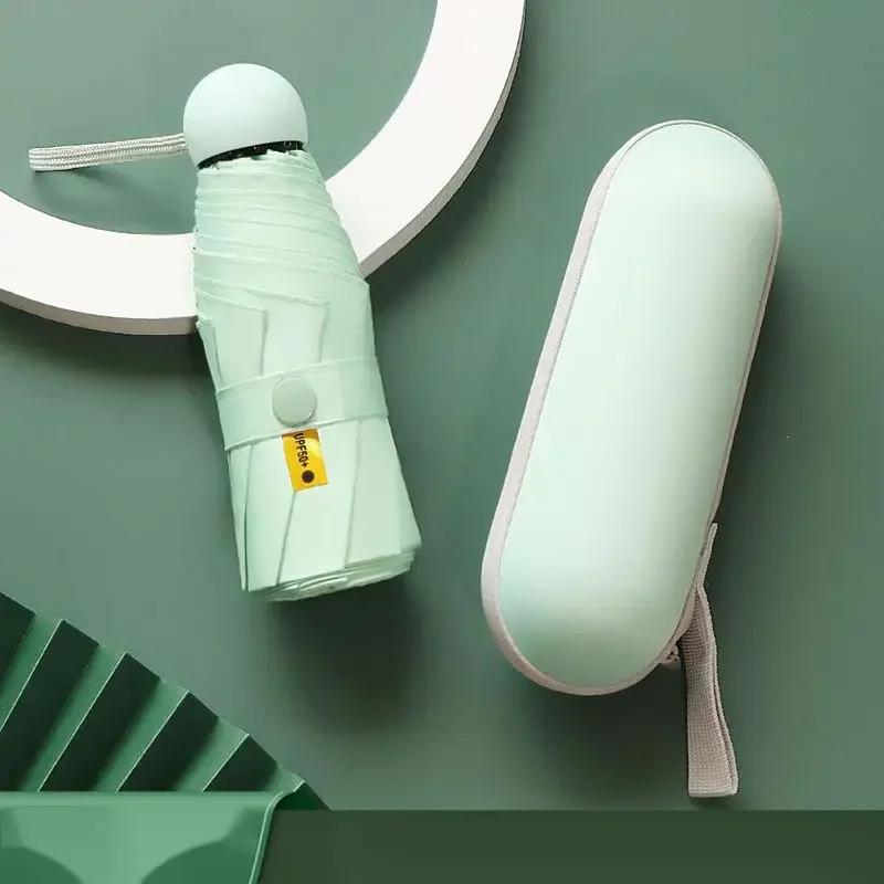 8-Ribs Sun Umbrella Portable Mini Umbrella Sun Protection Capsule Umbrella Parasol with Box UV Folding Pocket  Umbrella