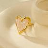 Light Luxury Heart-shaped Stone Ring Vintage Rhinestone Opening Ring Bohemian Ring  Women Men