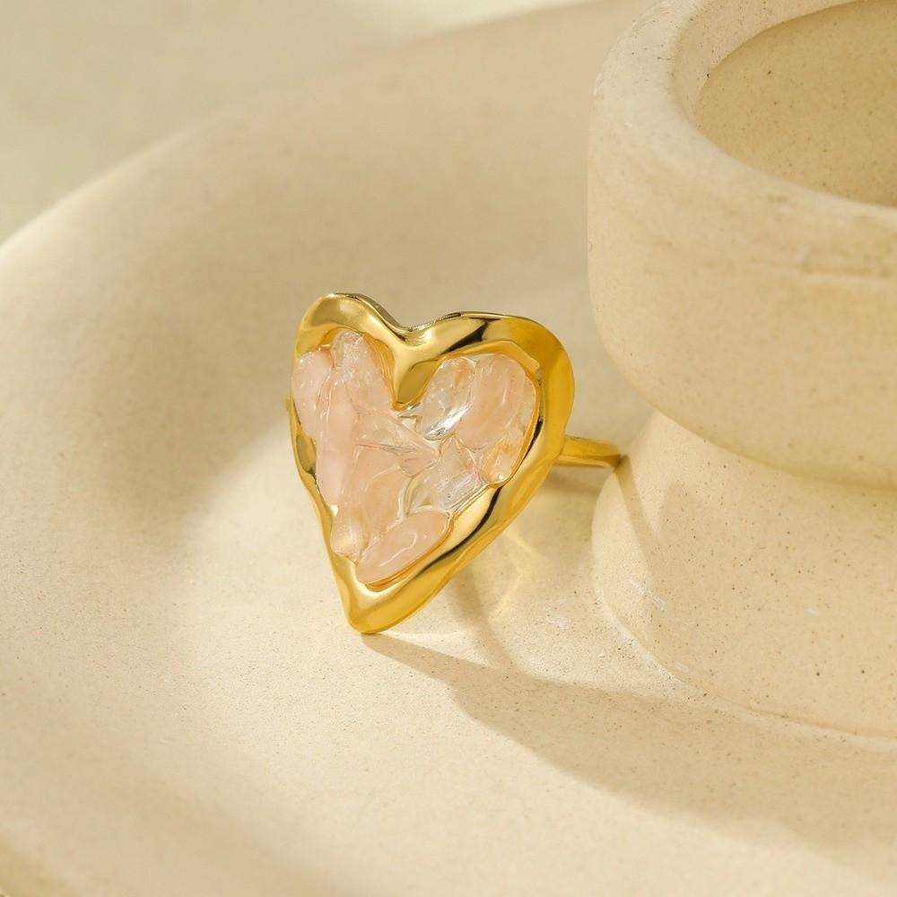 Light Luxury Heart-shaped Stone Ring Vintage Rhinestone Opening Ring Bohemian Ring Women Men