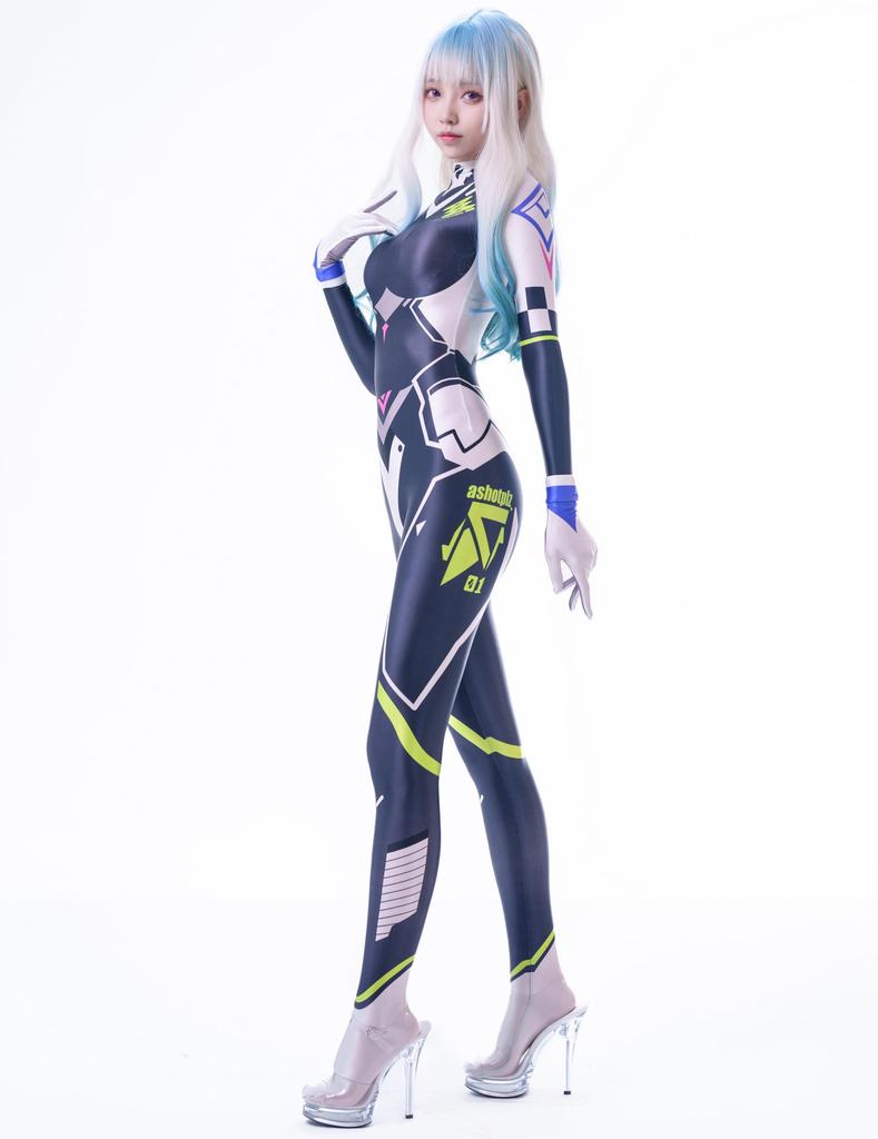 Sexy Full Body Zentai Costume with Back Smooth and Shiny Dance Tights LOST-G Gloves, Zipper, (L, BLACK)