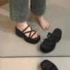 Fashion Summer Platform Heel Women Slippers Fashion Open Toe Narrow Band Slide Ladies Elegant Street Style Shoes