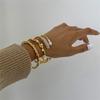 Elegant Adjustable Open Bangle Stainless Steel with Simulated Pearls Contemporary Jewelry