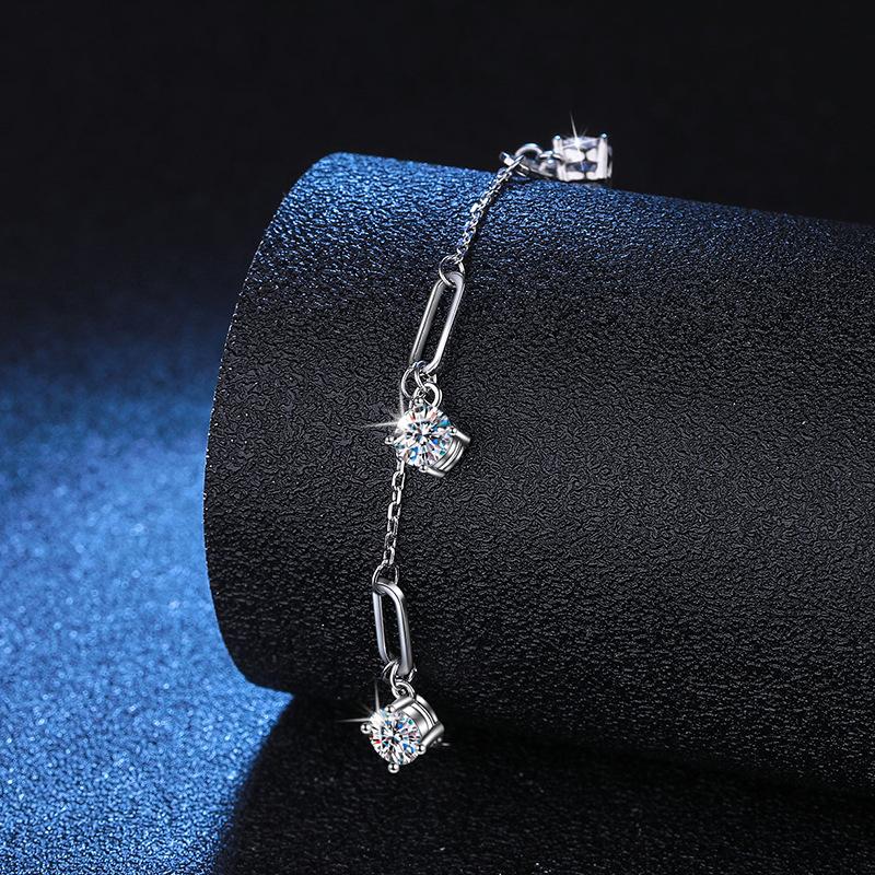 S925 Sterling Silver Bracelet, Mozzarella Diamond Bracelet For Women, Versatile Niche 1.5 Carat D Color Moissanite Bracelet For Women