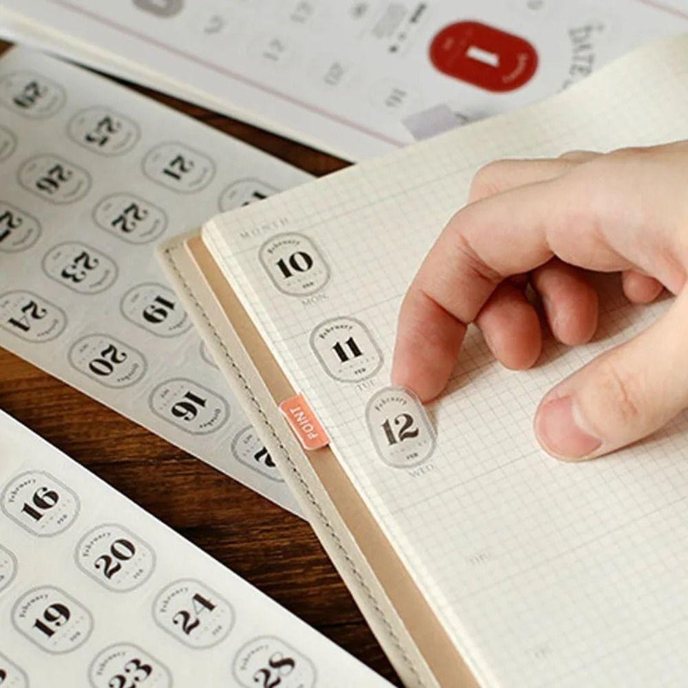 12 pcs/pack Washi 365 Day Date Labels Collage Material Diary Stickers  School Supplies