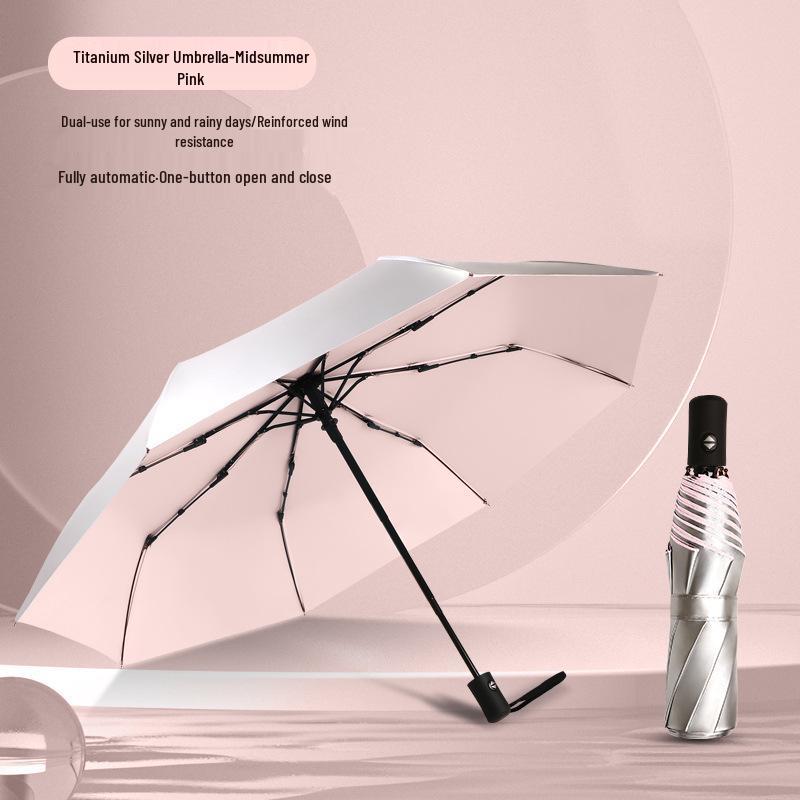Peptide Silver Titanium Sunscreen Dual-Use Umbrella: Reflective, Sun & Rain Protection, VIP Princess Five-Fold Design.