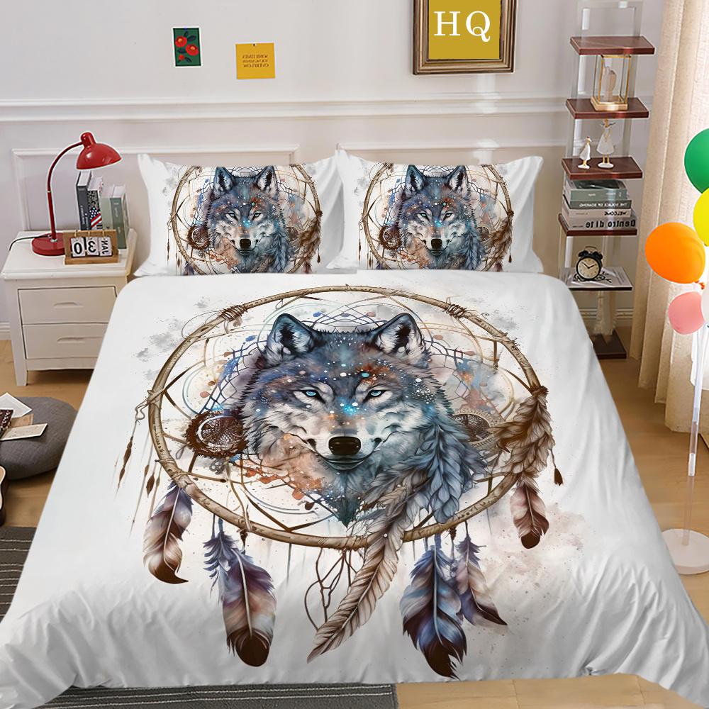 Duvet Covers Wolf Printing Microfiber Single Size Bedding Set Cover Children Soft High Quality Home Bedclothes