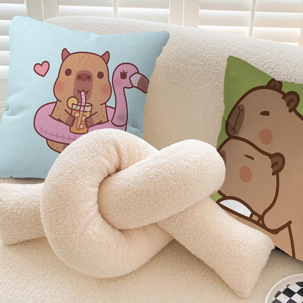 Cute Cartoon Capybara Cushion Cover Pillowcase Upholstery Sofa Throw Pillow Home Decor Pillowcas
