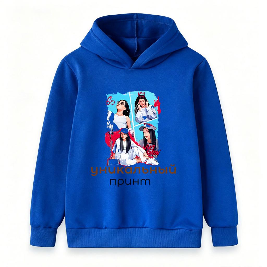 Kids Girls Boys Casual Hooded Sweatshirt, Unique Art Print Long Sleeve Pullover Hoodie, Comfortable Lightweight Daily Wear Tops for Children School Ou