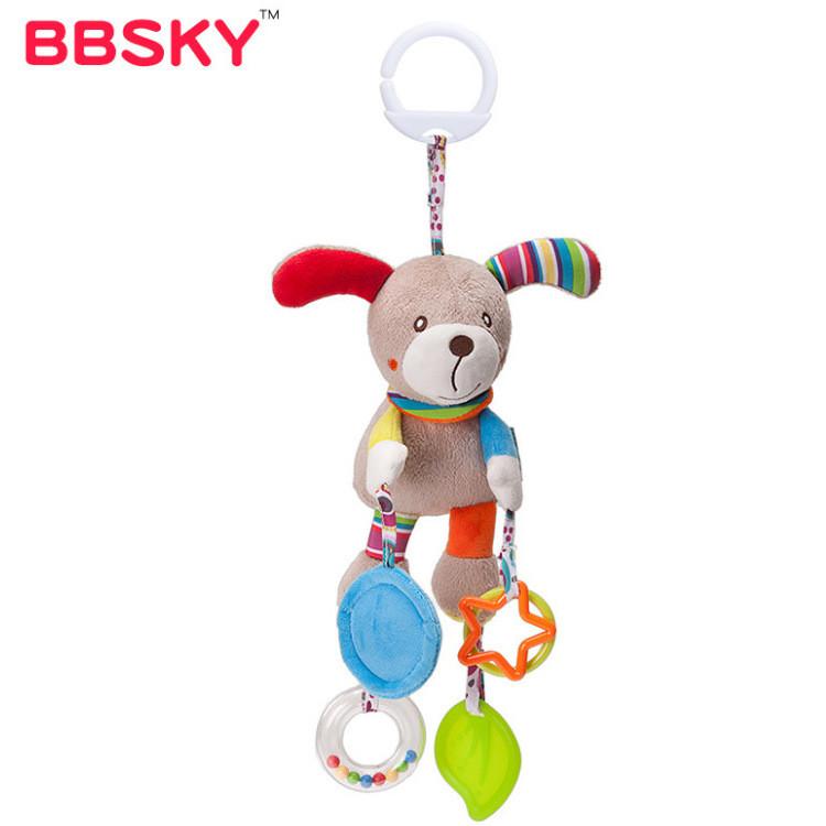 Infant Plush Rabbit Cat Dog With Music And Hanging Loop For Touch And Visual Stimulation
