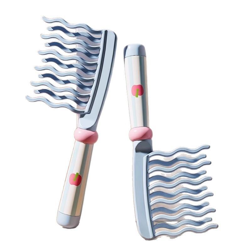 Double-row Wavy Teeth Curling Comb, Handle Comb, Fluffy Comb, Portable Curling Styling Comb, Home Hair Care Comb