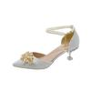 Fashion Shoes Women High Heels Women Wedding Shoes Bride Shoe Ladies Pumps Sandals Pearl Ankle Buckle Elegant Dress Women Heeled Shoes