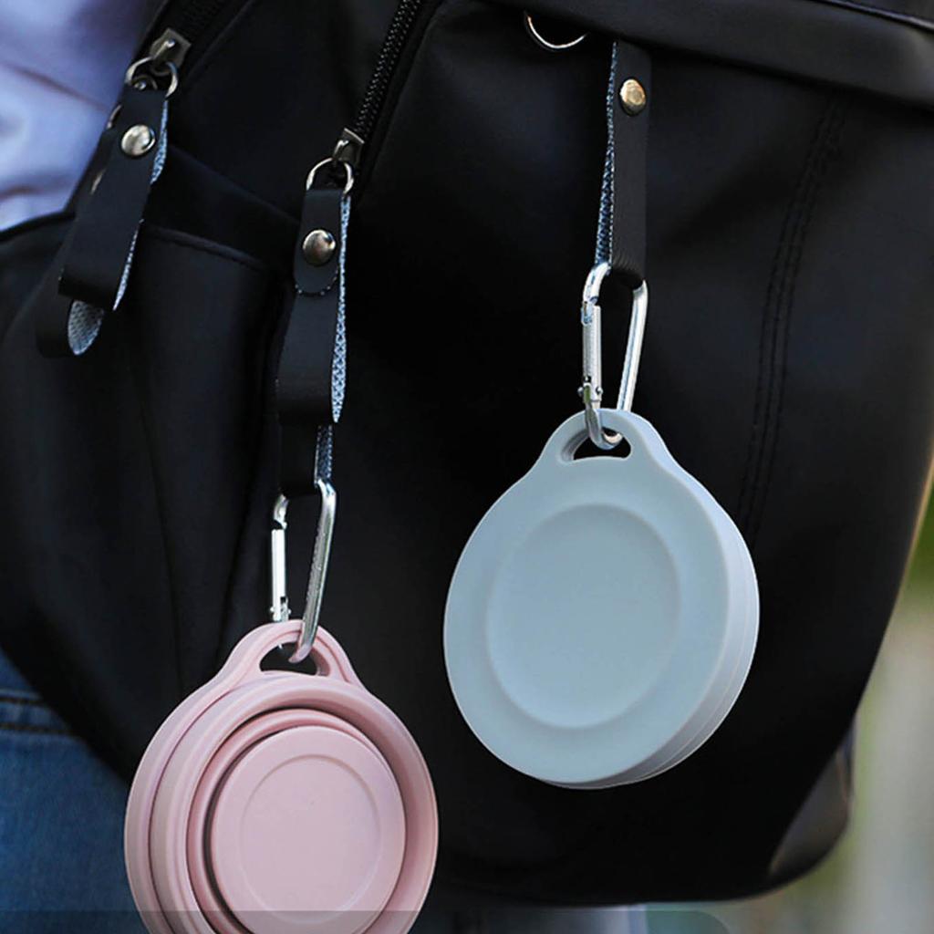 Portable Silicone Foldable Cup with Carabiner Heat Resistant Collapsible Cups Folding Storage Travel Mug for Hot Water