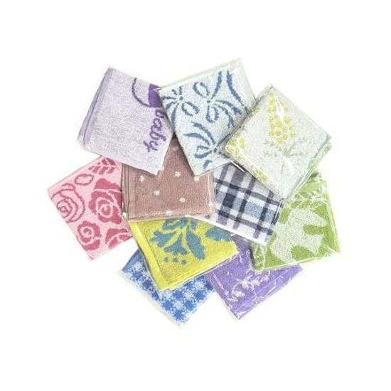 Ladies towel handkerchief set 10 gift wrapping assorted colors patterns (23x23cm 25x25cm)