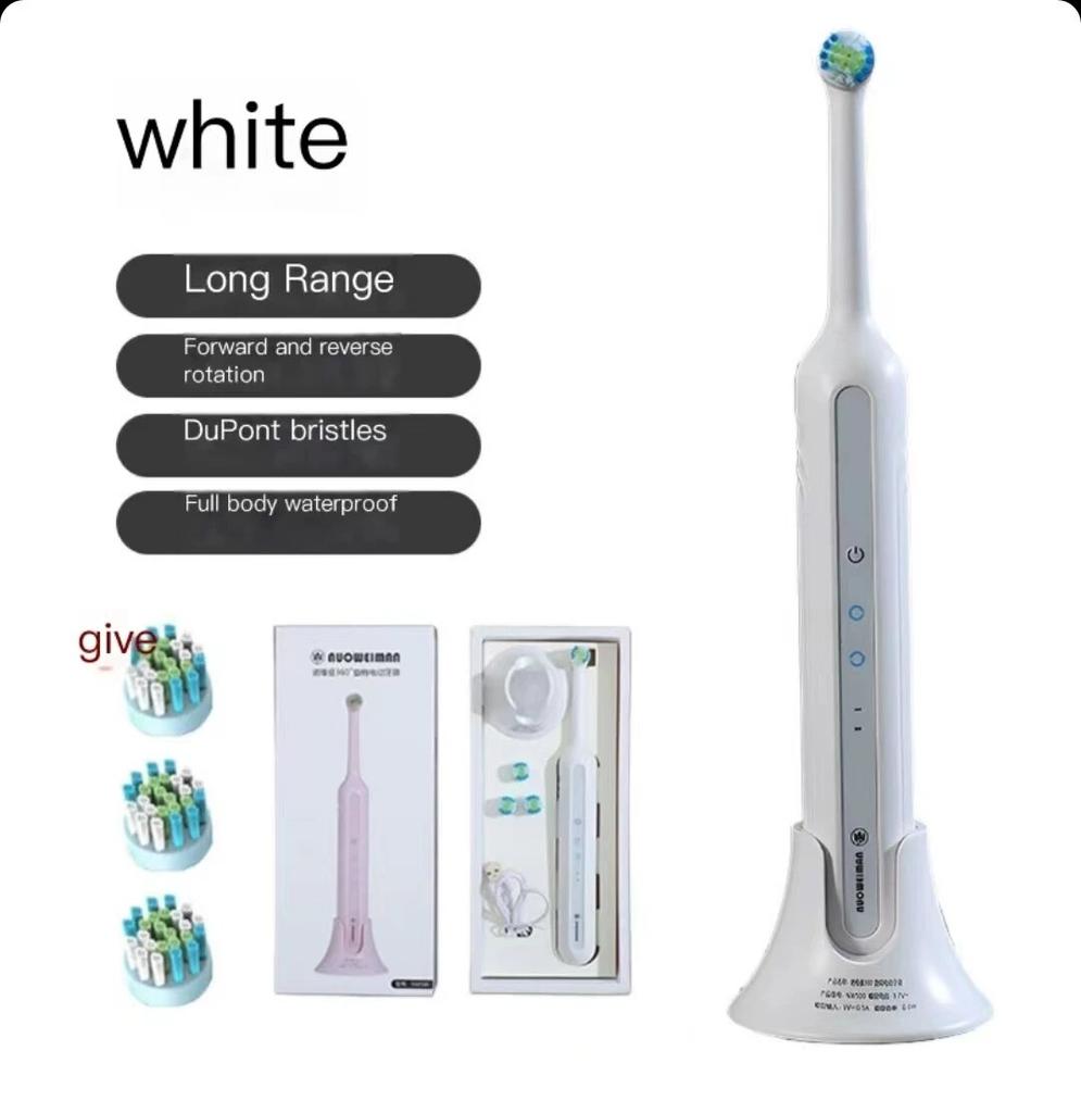 Brosse à dents électrique rotative pour nettoyer les dents des adultes Brosse à dents électrique avec 4 têtes de rechange supplémentaires