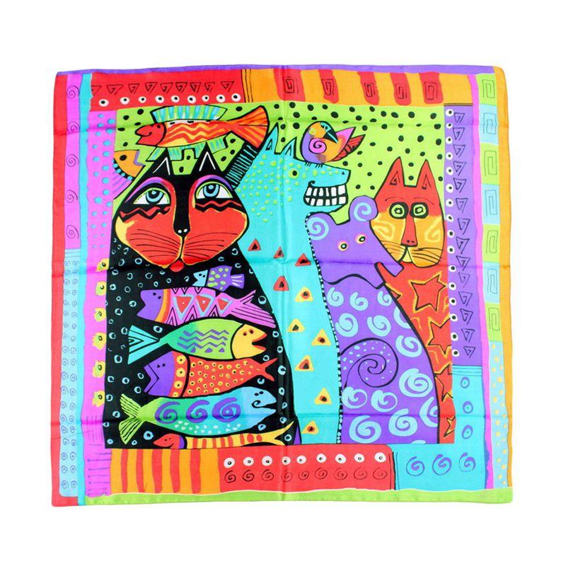 Tony&Candice 100% Silk Scarf Square Women 53*53CM  Scarves Ladies Ring&Wrap Oil Pattern Luxury Style  Soft Satin Neckerchief