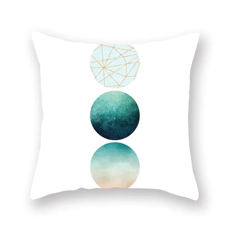 Abstract Geometric Pillowcase Flowers Leaves Teal Sofa Car Bedroom Home Decor Pillow Cushion Cover