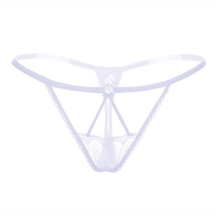 Hollow Sexy Thong Low Waist Transparent Lace Elastic Underwear Women's French Temptation Seamless T Pants 2154