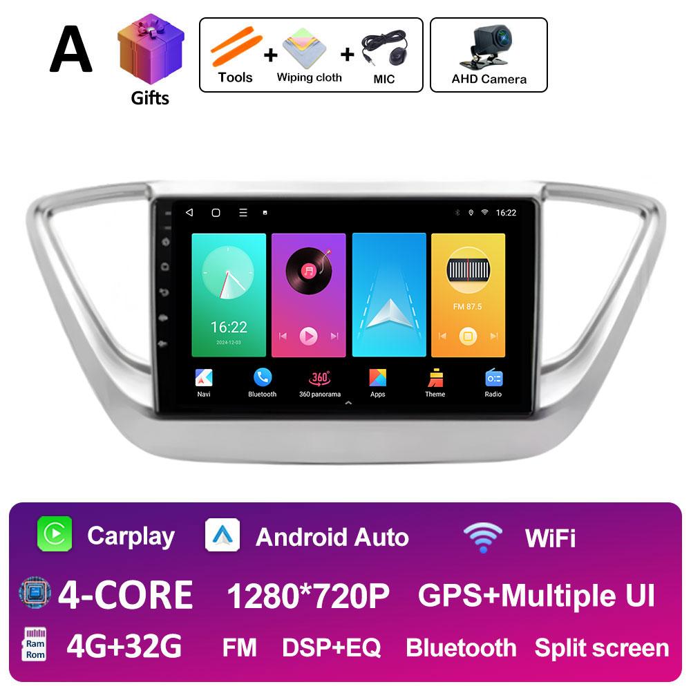 For Hyundai Solaris 2 Verna Accent 2017 2018 2019 2020 DSP Stereo Autoradio 9 inch Wireless Carplay Cooling fan WIFI Accessories