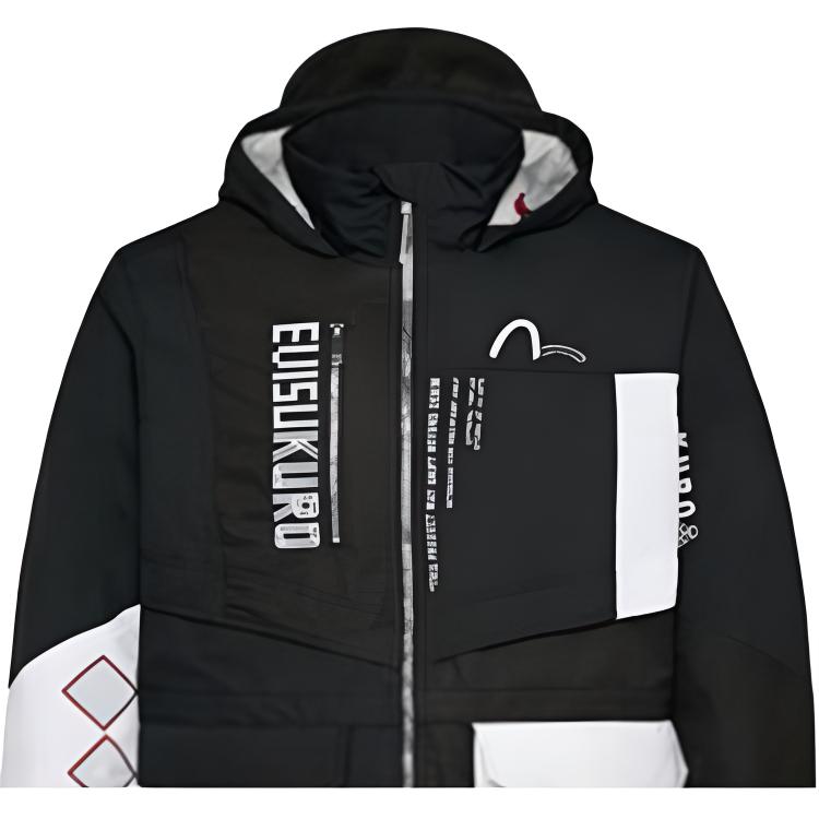 Evisu Biohazard Logo Print Color Block Filled Jacket Men Jacket Black 1EAGNM9JK745XX