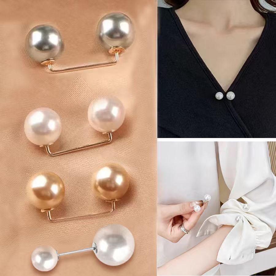 

4/8pcs Clothing Accessories Pearl Brooch Detachable Double Head Pin Waist Clip Jewelry Accessory Multifunctional Pants Pin