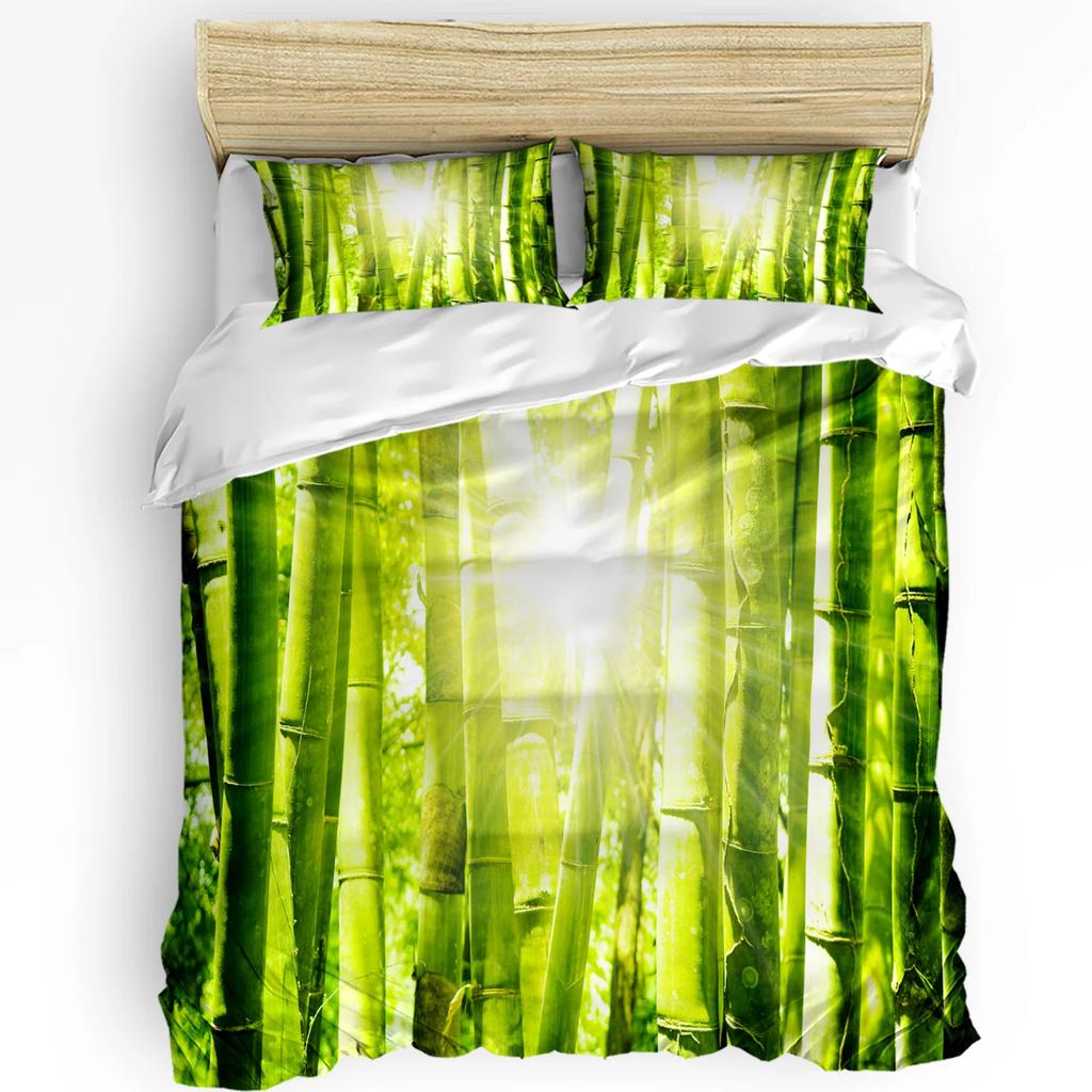 Comforter Bamboo House Decor Bedding Set Comforter Pillow Shams Bamboo Pattern In Traditional Chi Bedding Double Bed Set