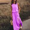 Womens Sexy Casual Solid Fashion Slim Backless Sleeveless Long Dress