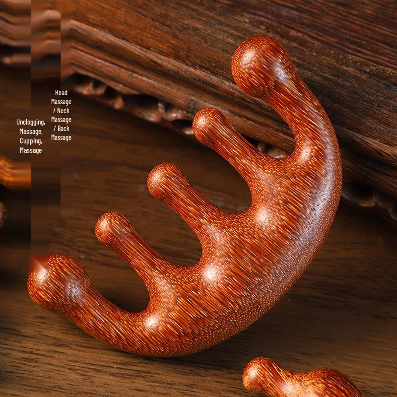 Non-Pear Wood Meridian Massage Brush: Full Body Meridian Dredging, Fat Burning, Abdomen Scraping with Pure Brass.