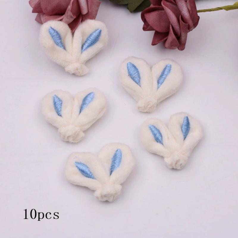 10Pcs/Lot Diy Handmade Plush Embroidered Ears Padded Patches Appliques For Clothes Sewing Supplies Diy Hair Decoration