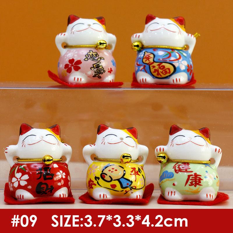 5 buc/set ornament de pisică norocoasă din ceramică japoneză pentru interiorul mașinii, decorațiuni interioare, Fortune Feng Shui, drăguț, mini figuri de desene animate, artizanat