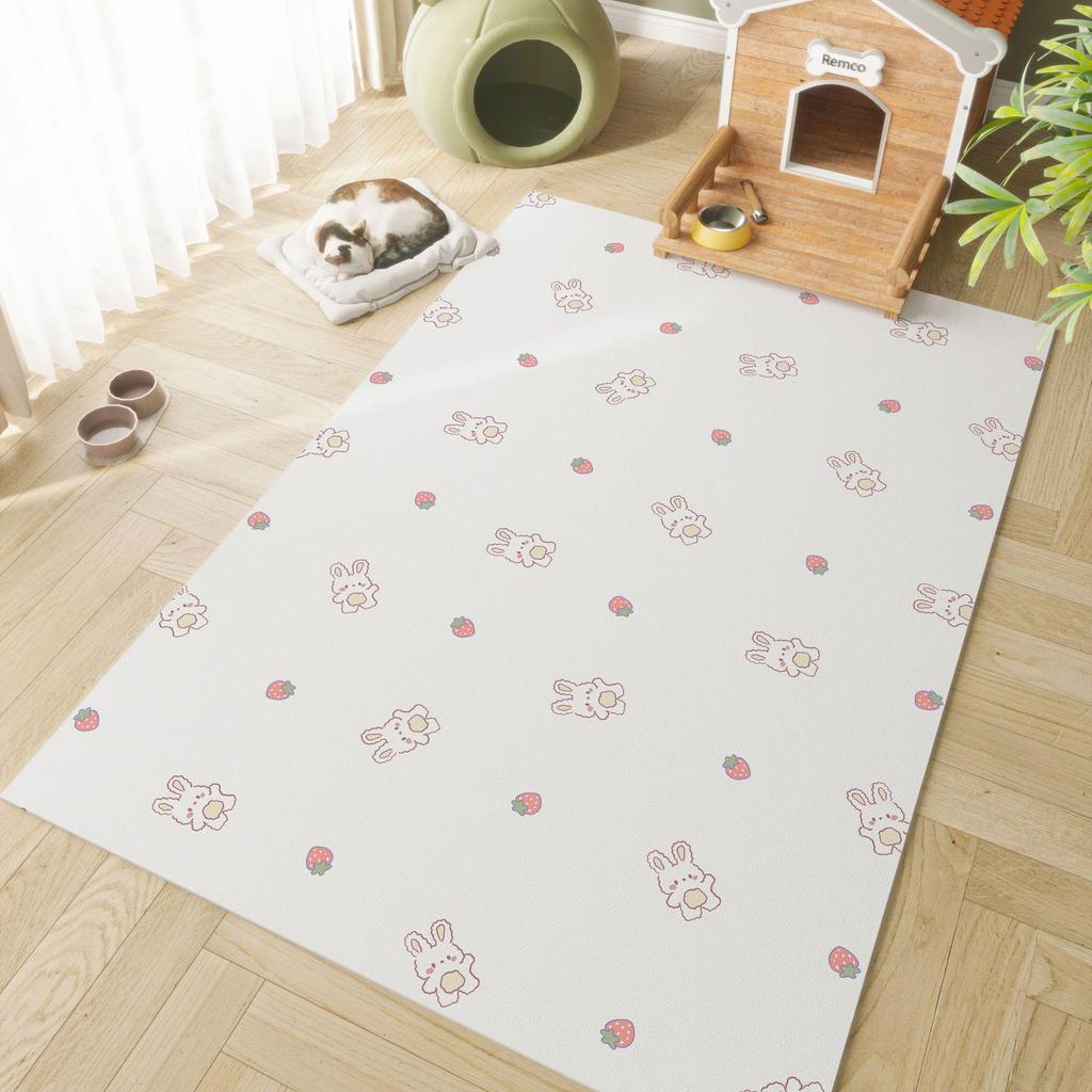 Alfombrilla Impermeable Antideslizante para Mascotas de Dibujos Animados: Cuero Duradero, Alfombra de Piso Lavable para Casa o Parque de Juego de Gato y Perro