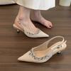 Fashion Fashion Baotou Sandals Summer New Pointed Toe Shallow Mouth Sequin One Strap Anti-slip Wear-resistant High Heels