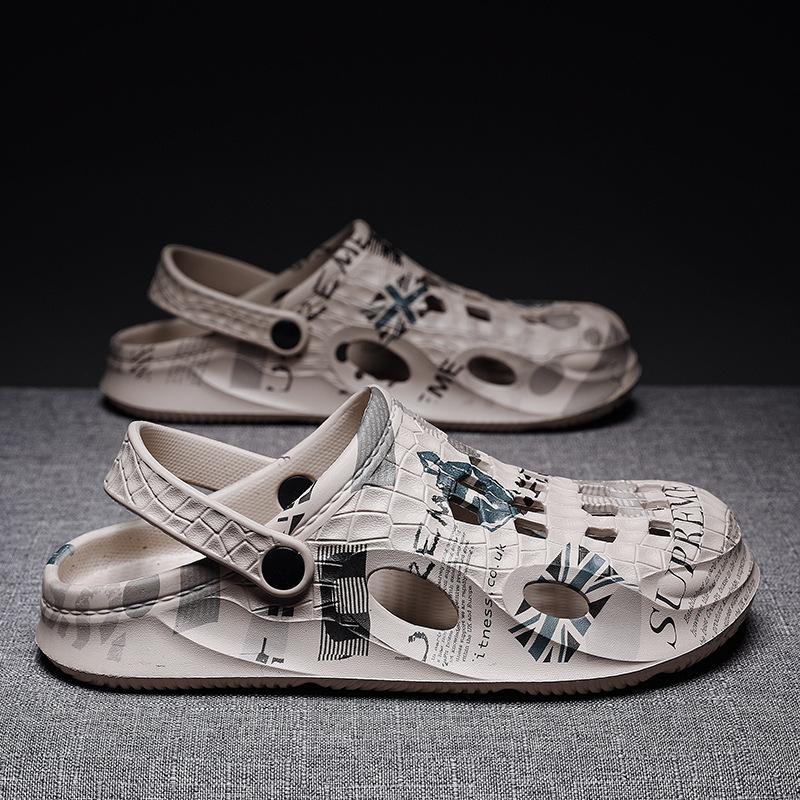 

Large size outdoor hole shoes fashion hollow casual cool slippers men s breathable travel beach shoes 22000 46