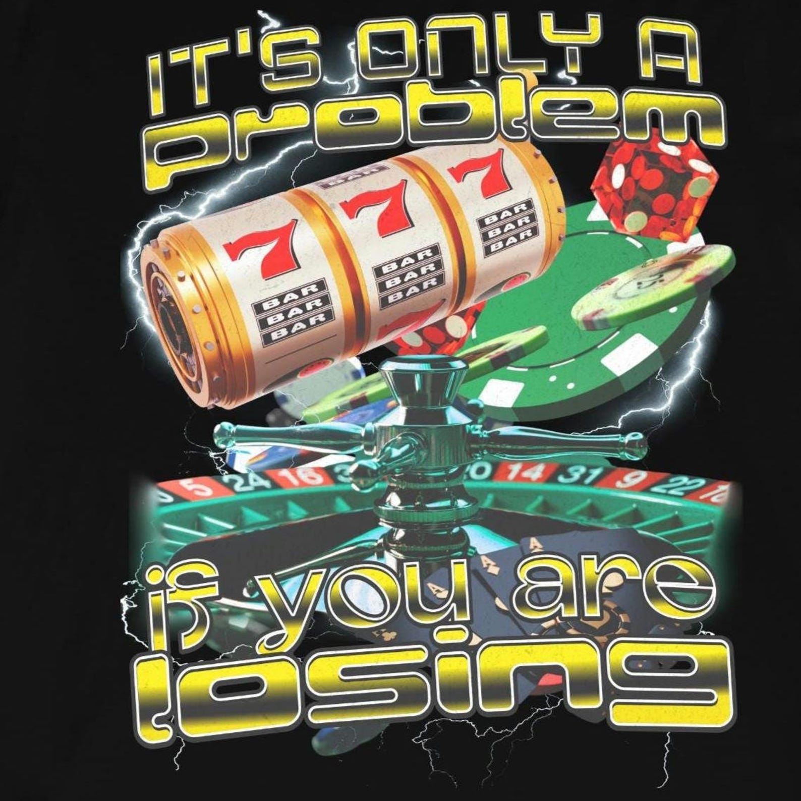 Funny Gambling T-Shirt: Las Vegas Retro Bootleg Tee S