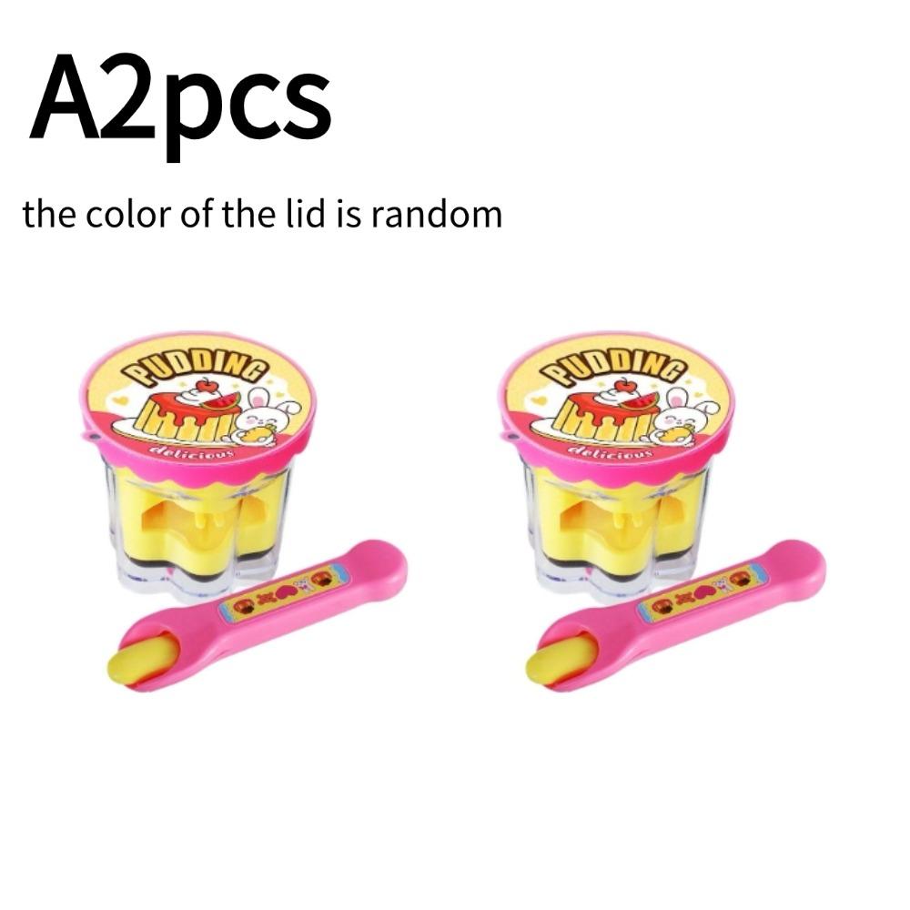 Pretend Play Pudding Feeding Toy Set with Magic Spoon Simulation Food Kitchen Toys for Kids Interactive Role Play Gift for Girls